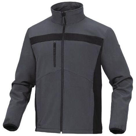 Delta Plus – Veste sofshell gris/noir T2XL – 5 poches – Bas ajustable par cordon élastique – Fermeture zip anti-froid – LULE2GRXX (1/5)
