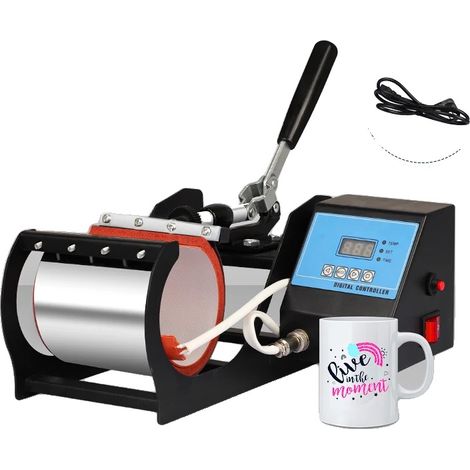 Pressa per tazze, compatibile con tazze da 11 oz, intervallo di temperatura da 200°F a 430°F, intervallo di tempo da 0 a 999 secondi, certificazione CE, pannello di controllo LCD. (1/5)