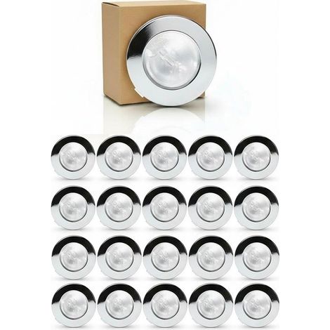 Lot de 20 Spots encastrables pour mobilier G4 12V Compatibles LED Cable 210 m Couleur - Chrome - 20 Watts (1/5)