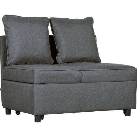 Convertible Single Sofa Bed Thick Padded Seat, 3-in-1 Multi-Functional Sleeper Chair Bed Magazine Pocket, for Living Room, Grey (1/5)