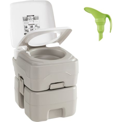 Toilette Portable avec Réservoir à Déchets de 20 L Toilette de Voyage avec Pompe de Rinçage et Entonnoir Télescopique Commode (1/2)