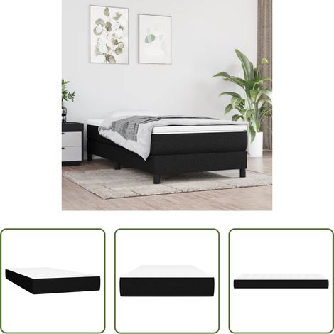 Sommeil de qualité - Matelas de lit à ressorts ensachés fermeté moyenne Noir 100x200x20 cm Tissu (1/5)