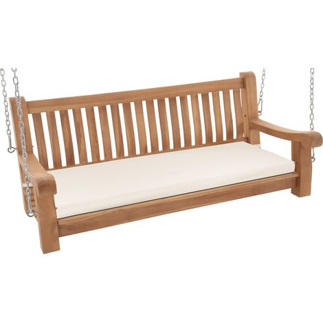 Banco columpio resistente a la intemperie Joyce con cojín de asiento Crema 136x48x8 cm (1/5)