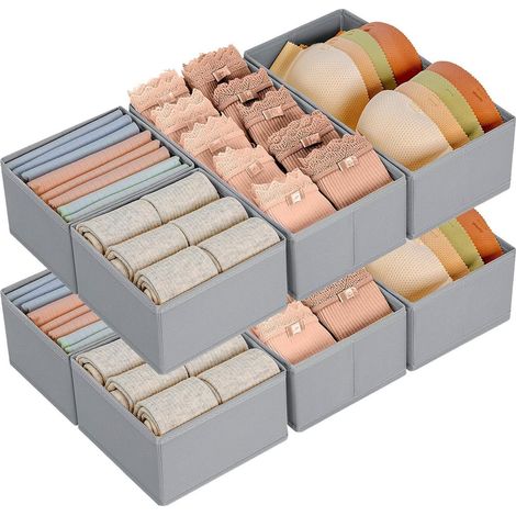 Schubladen Organizer faltbar Unterwäsche Socken 8 Stück Grau (1/5)