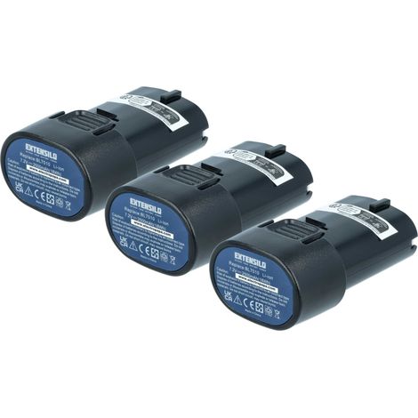 EXTENSILO 3x Akku kompatibel mit Makita CL072DZ, DF010, DF010D, DF010DS, DF010DSE, DF010DZ, GN900 Elektrowerkzeug (2500 mAh, Li-Ion, 7,2 V)