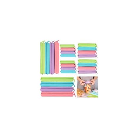 24 Pcs Clip Fermeture Sachet Alimentaire, Clip d'Etanchéité Sachet Réutilisables Plastique Clips de Scellement Bâtons pour la Cuisine/la Maison/Sceller Bonbons Snack (3 Tailles) Fontainebleau (1/5)