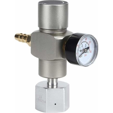 Regulator de gaz CO2 2 in 1 pentru SodaStream, Mmgoqqt, cu manometru, adaptor 3/8 la TR21.4, cupru, gri/negru (1/4)