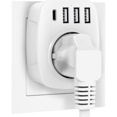 IC-USB-Buchse, 5-in-1-Steckdosenadapter, Wandsteckdosenadapter (Weiß) (1/5)