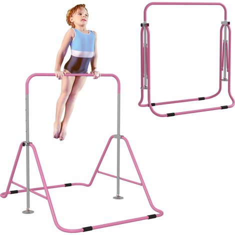 Barre fixe de gymnastique, pour enfants pliante hauteur réglable de 88 à 128 cm rose
