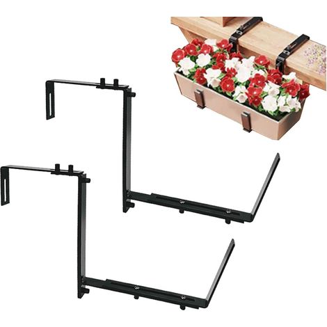 2er-Pack verstellbare Balkon-Pflanzgefäßhalterungen – robuste Halterung für Deck, Geländer, Pavillon, wetterfester Pflanzgefäßaufhänger (1/5)