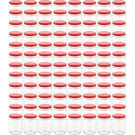 Pots à confiture avec couvercle rouge 96 pcs Verre 230 ml CFW770561 (1/5)