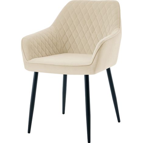 Dining Chairs 1pcs Velvet Kitchen Chairs Upholstered Seat with Backrest and Armrest Office chair, Beige (1/5)