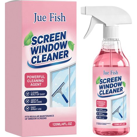 Spray nettoyant pour moustiquaires JUE FISH, idéal pour nettoyer les fenêtres, les balcons et les portes. Élimine la poussière et la graisse, et nettoie les recoins. 120 ml (1/5)