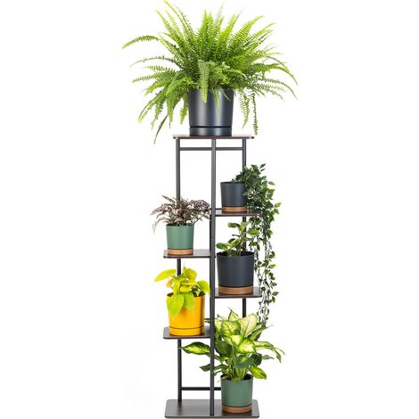 Portavasi in metallo MONDO - supporto nero per 7 vasi da fiori (1/5)