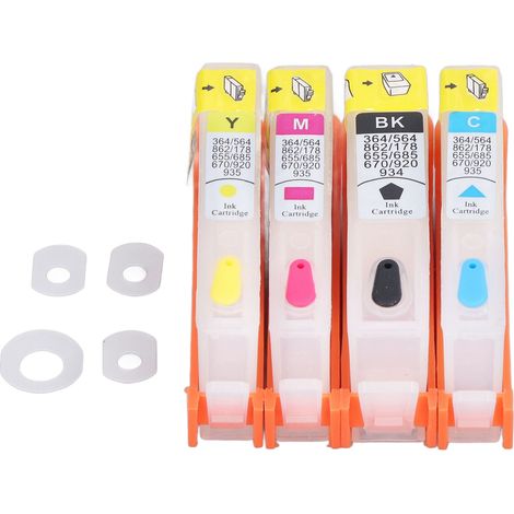 Cartouche d'encre 4 pièces, kit de recharge pour imprimante jet d'encre, accessoires compatibles HP Officejet Pro, remplacement facile (1/5)