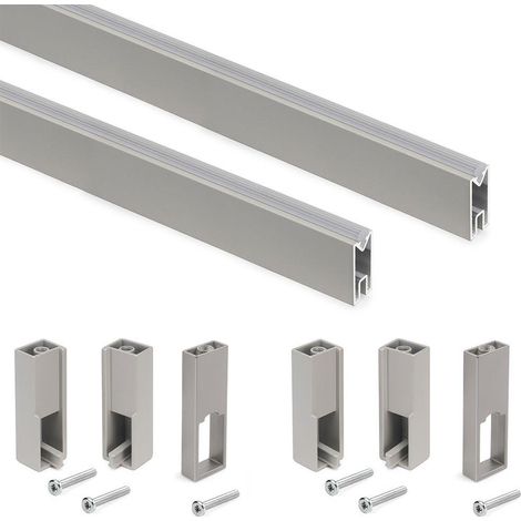 Kit di guide per armadio Emuca Luxe in alluminio grigio pietra 1,15 m
