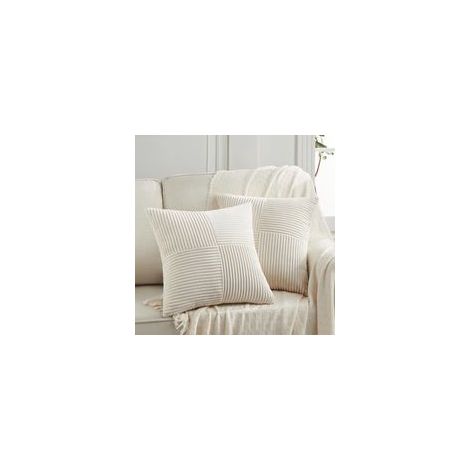 Lot de 2 housses de coussin 45x45 cm Velours côtelé doux Motif rayé moderne Lavable en machine Fermeture à glissière invisible (1/5)