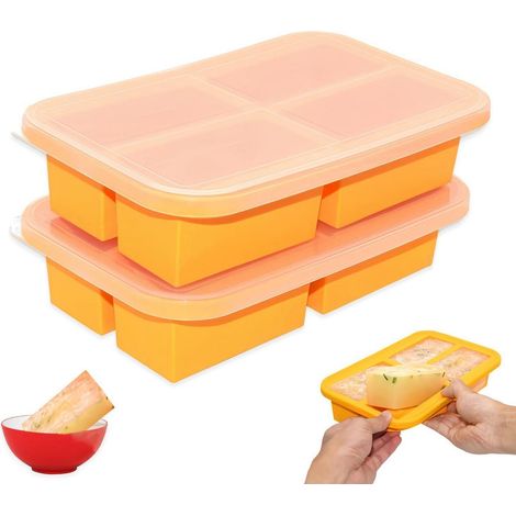 Gefrierbehälter aus Silikon mit Deckel, 2er-Pack, 300ml, BPA-frei, stapelbar (1/5)