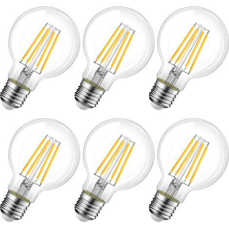 6 - Ampoule LED Filament E27 G80 - Verre Vintage Blanc Chaud 2700K - Éclairage Décoratif Intérieur Non Dimmable - 806Lm - 6,5W - Dimensions 8x10cm (1/5)