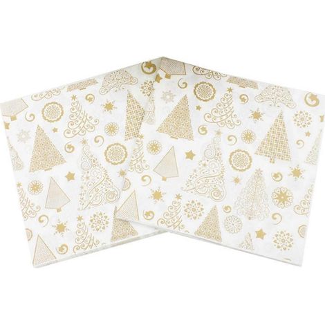 Serviettes de table de Noël imprimées avec motif sapin de Noël (paquet de 20) (1/4)