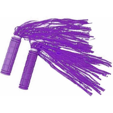 Poignées de guidon de vélo avec rubans à pompons, rubans de guidon de vélo pour enfants, rubans de guidon de trottinette violets (1/4)