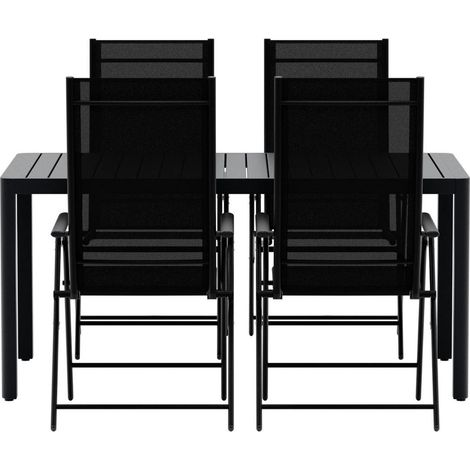 Giardini Gartenset Tisch 90x150 cm schwarz 4 Stühle schwarz. (1/4)