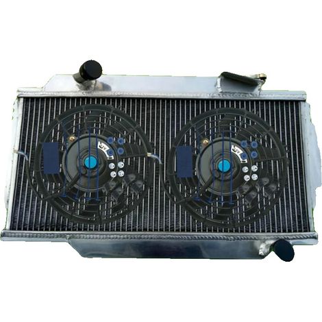 Radiateur, Aluminium, Compatible avec Triumph Spitfire MARK III/IV/1500, Taille du noyau 22 x 18 pouces, Double ventilateurs, Refroidissement haute efficacité