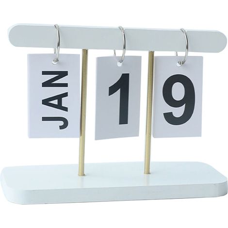 Calendrier à rabats, calendrier de bureau en bois, blanc (1/5)