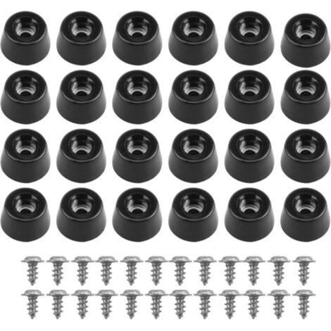 24pcs Petit Patin en Caoutchouc Noir (21 15 12mm) Pieds de Planche à Découper, Pied Caoutchouc, Meubles Et Équipements Électroniques, Équipés De Vis en Acier Inoxydable, Résistants Et Silencieux (1/5)
