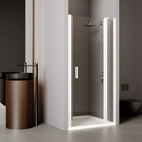 Paroi de douche pivotante ROTH avec élément fixe EQUI 2MS - 800x2000mm - Profilé Blanc Verre clair déperlant