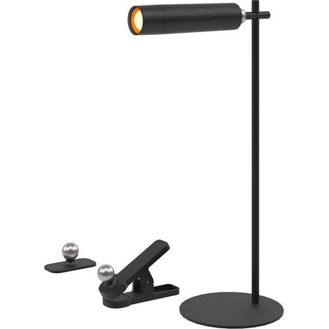 Lámpara de mesa LED magnética V-TAC de 3 W, negra, recargable, regulable, blanco natural