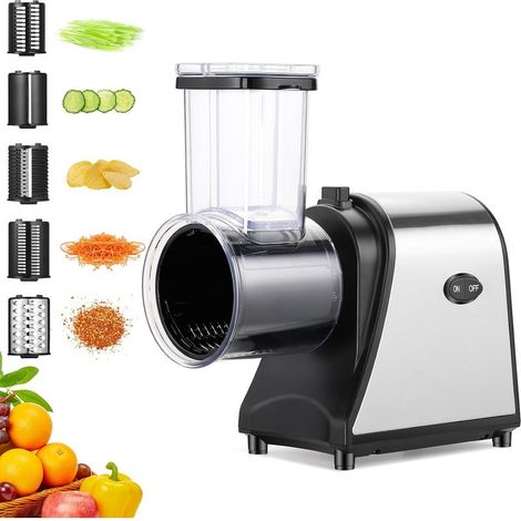 250W Coupe-Légumes Électrique,Coupe-Légumes 5-en-1 avec Grande Ouverture, Râpe Multifonction pour Légumes, Pommes de terre & Fromage (1/5)