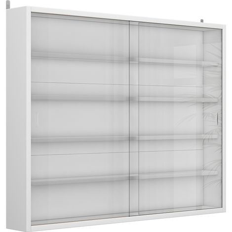 vitrine murale Showla, Blanc, avec 4 étagères, Vicco (1/5)