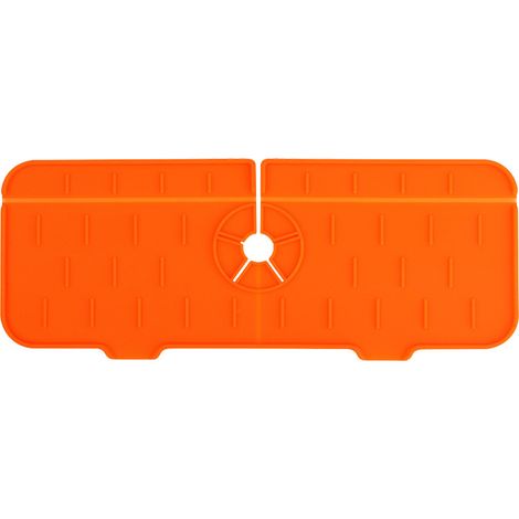 Abtropfmatte für Wasserhahngriff (orange), Silikon-Wasserhahnmatte für Spüle, Abtropfmatte, Küche, Bad, Esszimmer, multifunktionale Abtropfmatte