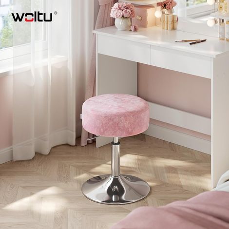 WOLTU Sgabello Girevole Altezza Regolabile 44 - 56 cm Velluto Sedia Girevole 360°Della Seduta Rosa