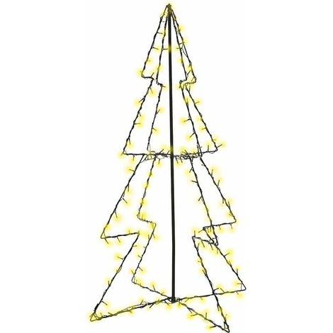 Un sapin de Noël conique avec 160 lumières LED, adapté à une utilisation intérieure et extérieure, mesurant 78x120 cm. (1/5)