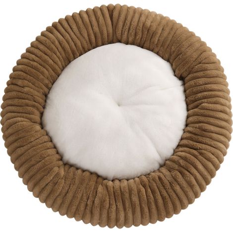 Panier pour chien en forme de donut – confortable et doux – panier pour animaux – tissu – Khaki (1/5)