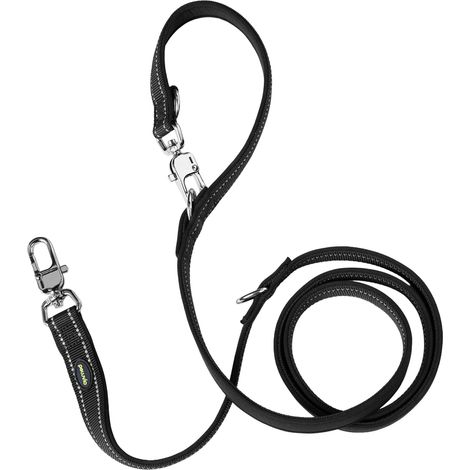 Laisse pour Chien Nylon Réglable et Réfléchissante, Double Mousqueton pour Mains Libres, Sécurité et Confort, Usage Quotidien Urbain, Imperméable et Légère, Longueur 2,2 m, Petit Moyen (1/5)