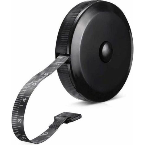 (Black) Flexible Retractable Measuring Tape for Body Fabric, Sewing, Tailoring, Knitting, Crafts, and Waist Measurements (1/4)