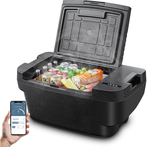 Glacière à Compression pour Véhicules Tesla Model Y, Portable Glaciere Electrique 12v Anti-Vibration, jusqu'à -20 °C, Contrôle par Application, pour l'Extérieur, les Voyages, le Camping
