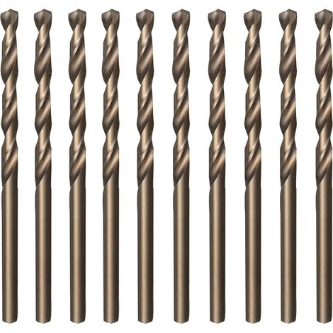 Set of 10 M35 Twist Drill Bits HSS Gold and Cobalt HSS 3.5mm x 70mm for Drilling Stainless and Hard Steels, Cast Iron, Copper, Aluminum, Wood and Plastic (1/5)