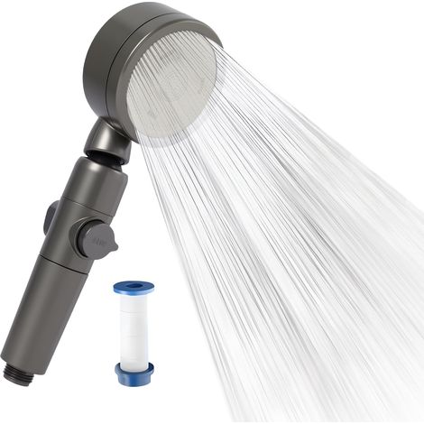 Pommeau de Douche, pommeau de douche anti calcaire, Pommeau de Douche avec Filtre, Économie d’Eau à 3 Jets, Pomme de Douche Filtrant Anti Calcaire avec Bouton Arrêt et Rotation (1/5)
