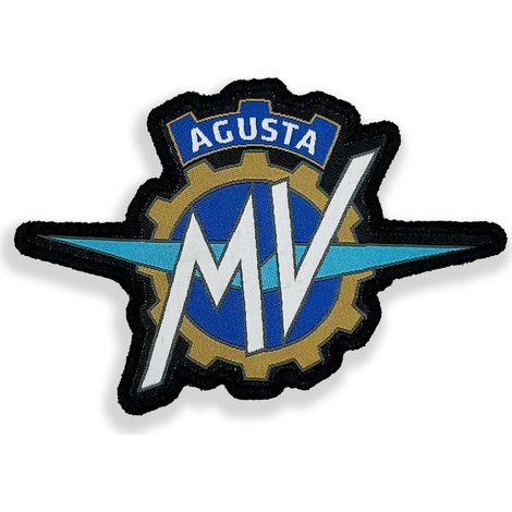 Patch Toppa Ricamata Logo per MV Agusta, Ricamo Alta Definizione, Termoadesiva, Made in Italy, Licenza Ufficiale, 95 x 65 mm