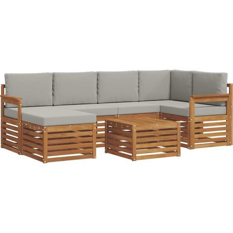 Conjunto de sofás de exterior 7 uds. Gris Natural y Claro vidaXL (1/5)