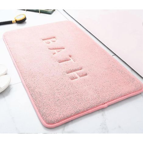 Badematte aus Memory-Schaum, bestickte Badezimmer-Bodenmatte, rosa, 40 x 60 cm (1/3)