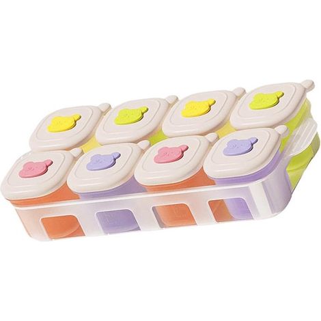Recipientes para almacenar comida para bebés，fabricados en silicona，juego de 4，capacidad de 50 ml cada uno，100% herméticos，con escala de medición (1/5)