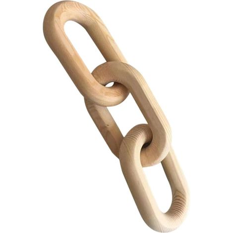 Chaîne Décorative Design à 3 Anneaux Entrelacés Beige en Bois Naturel Accessoire Multifonction pour Décoration Murale et Étagère pour Maison et Bibliothèque (1/5)