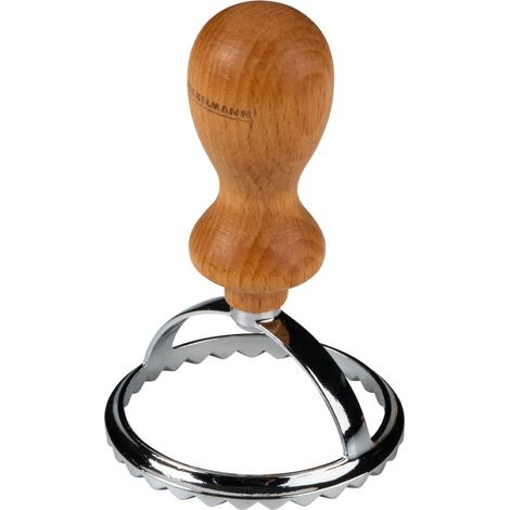 Fackelmann Tagliapasta per ravioli - Formina per ravioli in acciaio inox con lega di zinco - Per pasta fatta in casa - Manico ergonomico in legno di faggio dal look italiano