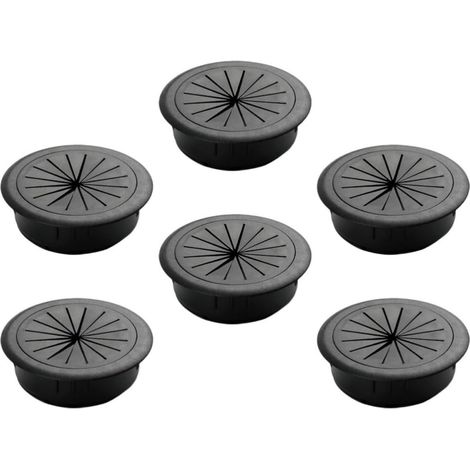6 Pièces Passe-câble de Bureau Rond Noir pour Cache-Trou de Fil  Abs Plastique Caoutchouc, Couvercle Amovible, Installation Facile, pour Poste PC et Gestion des Fils (1/5)