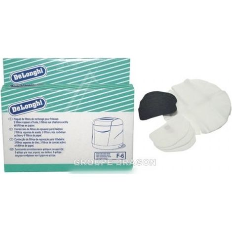 KIT FILTRE 6 HUILE 3 VAPEUR 3CHARBON ACTIF POUR FRITEUSE DELONGHI